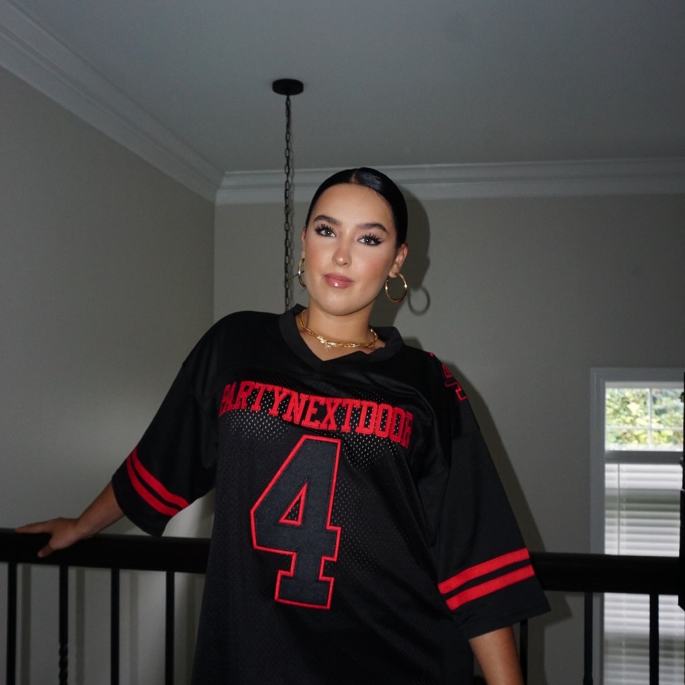 Black and Red Graphic Jersey PARTYNEXTDOOR- oversized